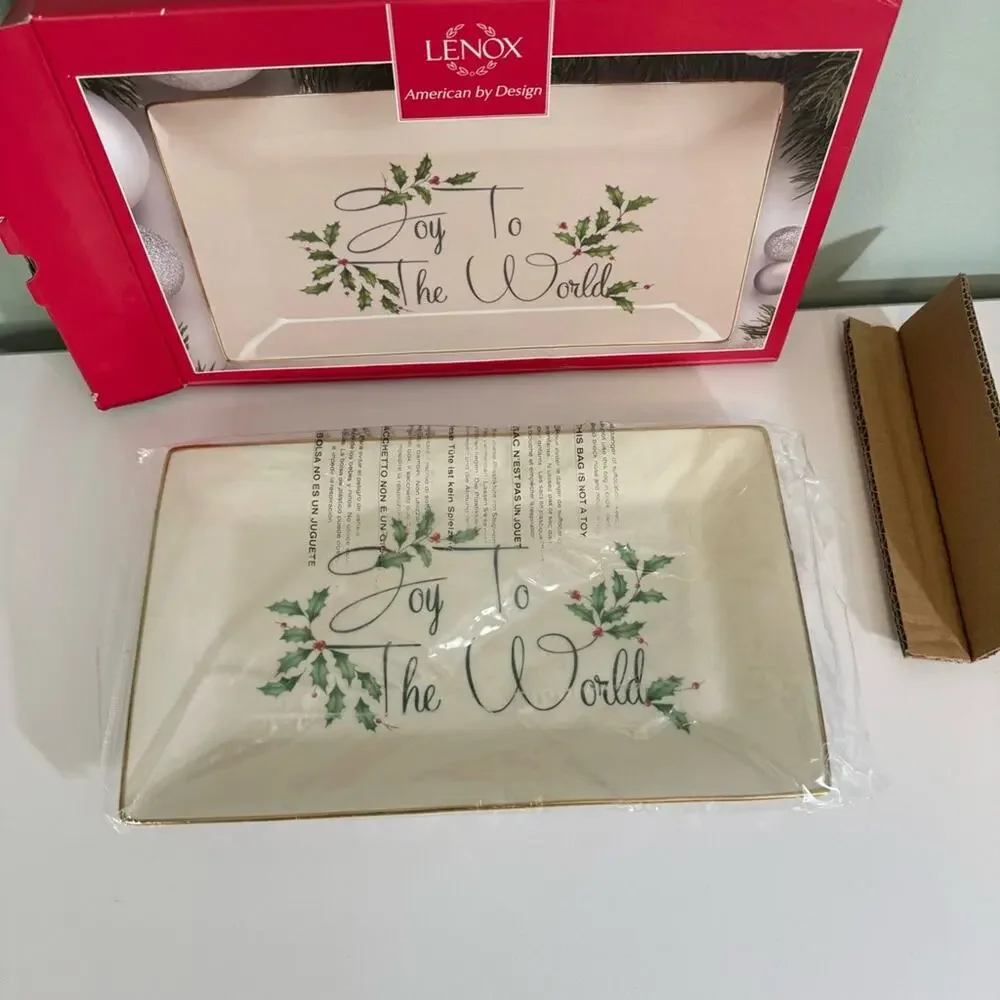 NIB Lenox‎ Holiday Joy To The World Rectangular Sentiment Tray 11